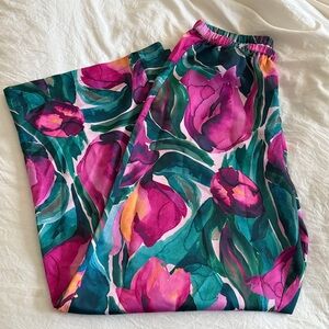 Fabletics Pink and Green Floral Pajama Pants